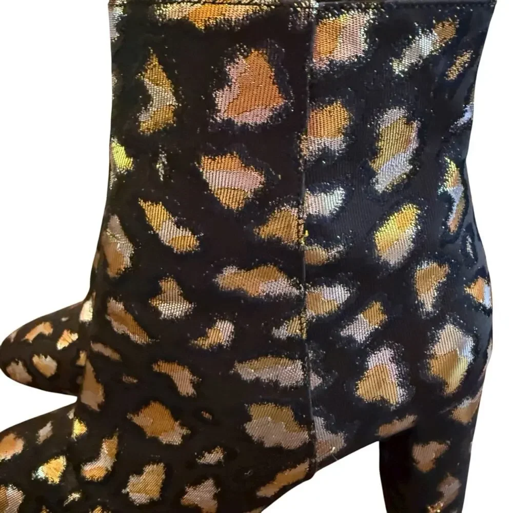 Saint Laurent Loulou Jacquard Leopard Metallic Accent Ankle Boots EU 37.5 US 7.5
